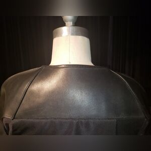 Rick Owens 2011 calf leather wool silk long fitted sleeve asymmetrical jacket